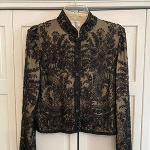 Adrianna Papell black short beaded evening jacket , by Adrianna Papell . PM